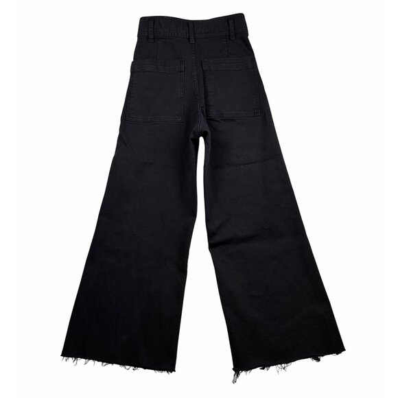 Zara Womens Wide-Leg Raw Hem Jeans Size 0 High Rise Trendy Streetcore Denim - Picture 6 of 9